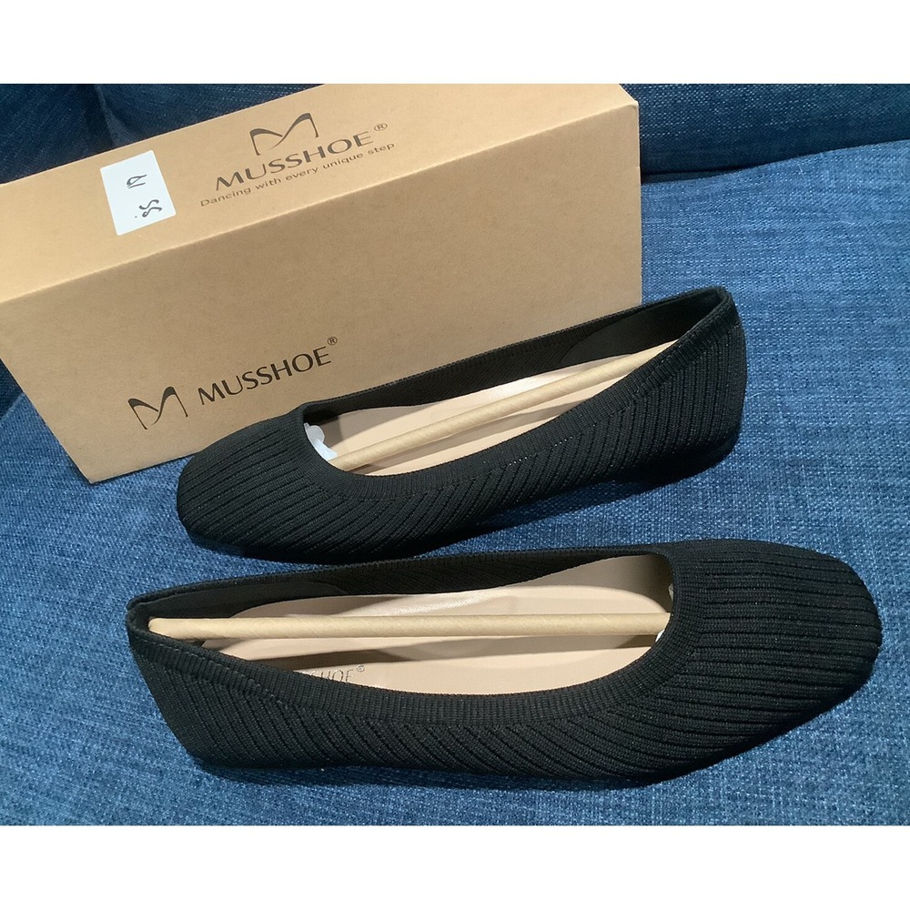 MUSSHOE Black Flats Shoes NEW Women's Slip-on SIZE 5